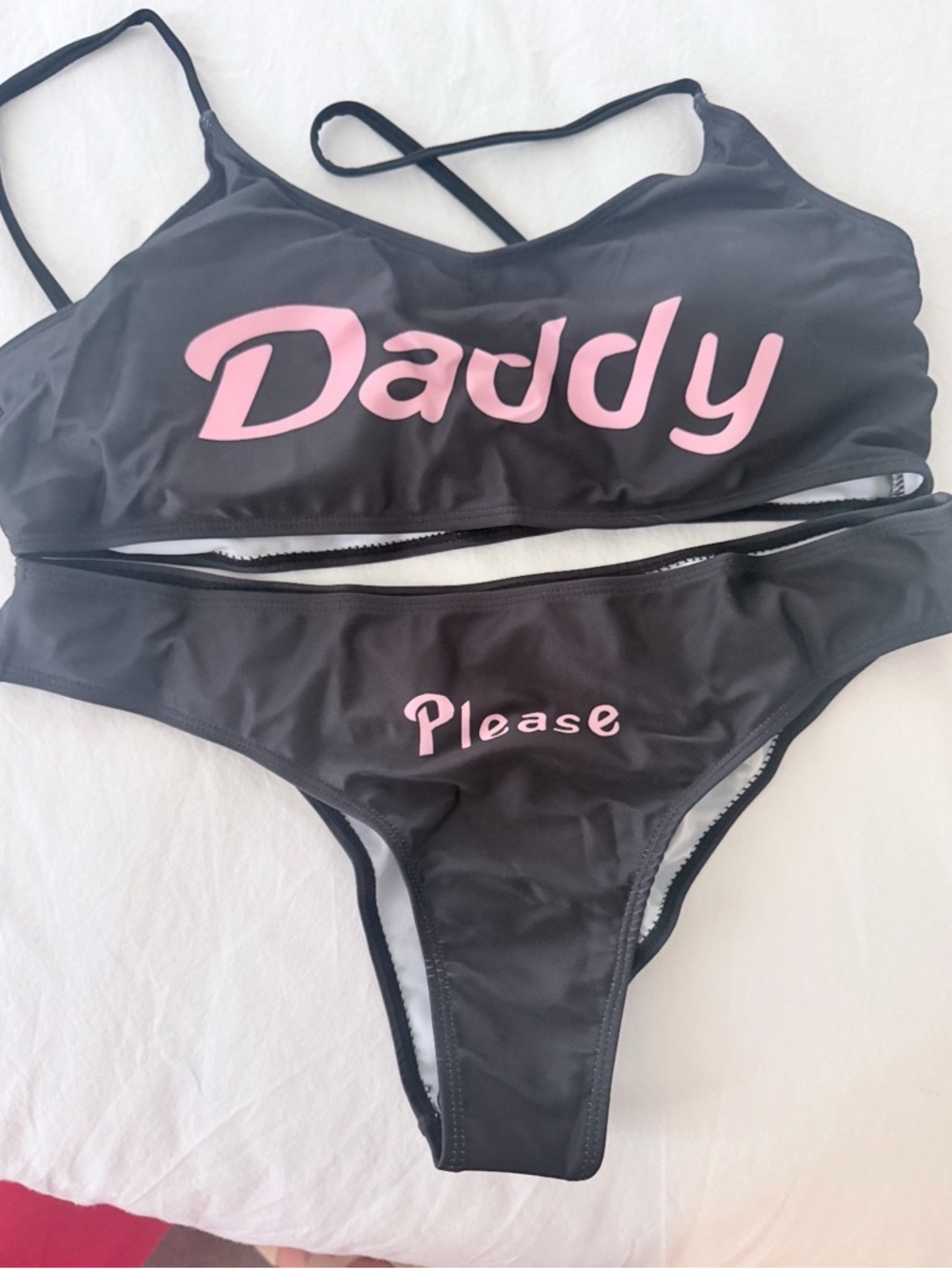 Amazon Black and Pink Women's Two-Piece Bikini Set